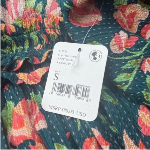 Free People Suki Blouse in Garden Combo Size Small NWT - Picture 5 of 9